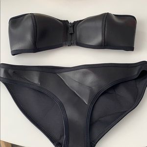 Triangl black leather finish bikini